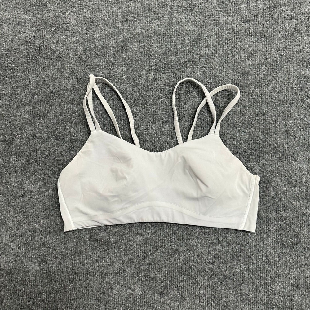 Lululemon Sports Bra Womens 6 Gray Strappy Back Padded Athletic Yoga Fitness